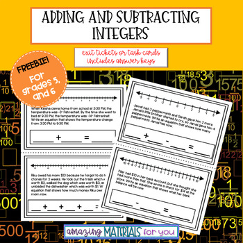 Preview of Exit Tickets for Adding and Subtracting Integers