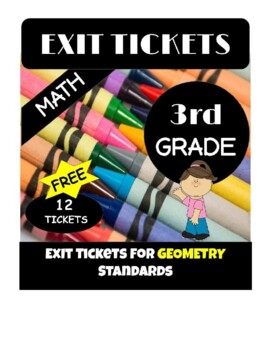 Preview of Exit Tickets for 3rd Grade Math Standards - Geometry