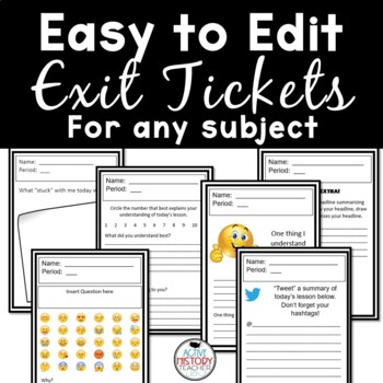 Preview of Exit Tickets Fully EDITABLE including Emoji's
