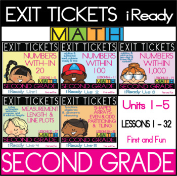 Preview of Exit Tickets for iREADY - 5 Pack Bundle Lessons 1 to 32 Second Grade FULL YEAR