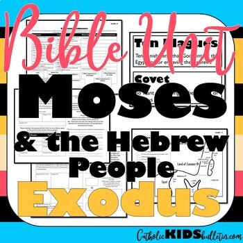 Preview of Exodus & Moses Bible Study Unit: Worksheets, Guided Notes, Test, Lessons, Games!
