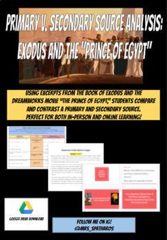 Preview of Exodus v. "The Prince of Egypt" (primary v. secondary source analysis)