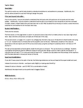 Preview of Exothermic and Endothermic Reactions - Designing a Cold and Hot Pack