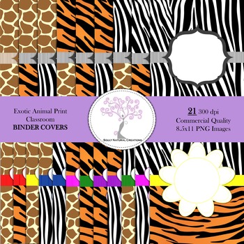 Preview of Exotic Animal Print Classroom BINDER COVERS