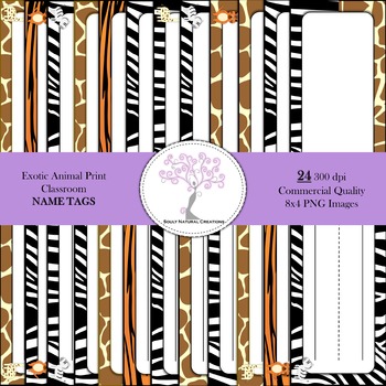 Preview of Exotic Animal Print Classroom NAME TAGS