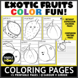 Exotic Fruits Coloring and Writing Pages