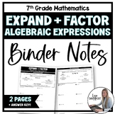 Expand and Factor Algebraic Expressions - 7th Grade Math B
