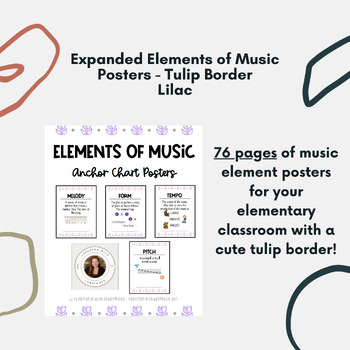 Preview of Expanded Elements of Music Anchor Chart Posters - Tulip Border - Pastels Bundle