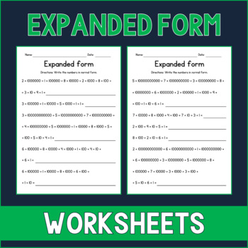 Preview of Expanded Form - Addition & Multiplication Practice - Place Value Worksheets
