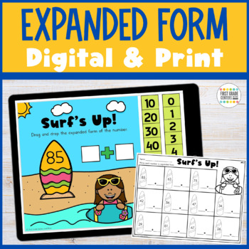 Preview of Expanded Form Digital Game and Print Worksheet | End of Year Place Value Review