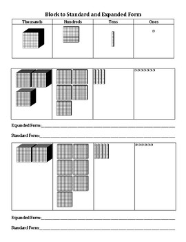 Preview of Expanded Form Freebie