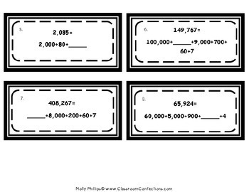 4th Grade Math: Expanded Form Task Cards by Elementary ...