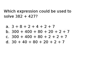 Preview of Expanded Form Multiple Choice Questions Word Document