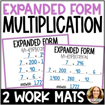Preview of Expanded Form Multiplication Math Work Mat & Notebook Pages - 4th Grade Math