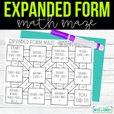 Expanded Form Place Value Math Maze Center Worksheet - Fou