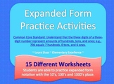 Expanded Form Place Value Practice Worksheets