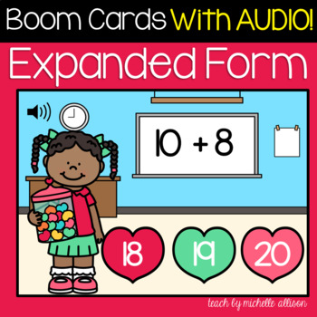 Preview of Expanded Form | Place Value | Valentines Day Boom Cards™ WITH AUDIO