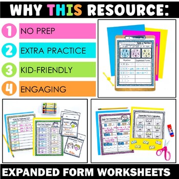 expanded form worksheets activities for 1st and 2nd grade extra math