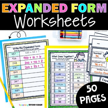 Preview of Expanded Form Worksheets - Activities for 1st and 2nd Grade Extra Math Practice