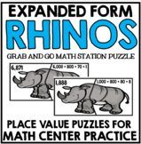 Expanded Form Rhinos - Guided Math Station Puzzles - Math 