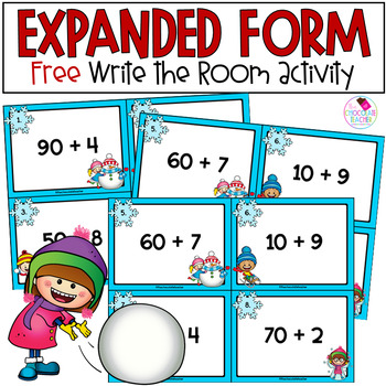 Preview of Expanded Form Activities - Winter Math - Write the Room - FREE