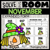 Expanded Form Task Cards Hundreds Tens Ones Thanksgiving M
