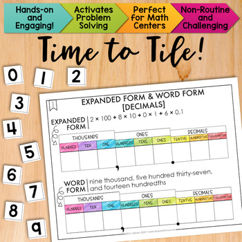 Preview of Expanded Form & Word Form [Decimals] Math Center Math Tiles