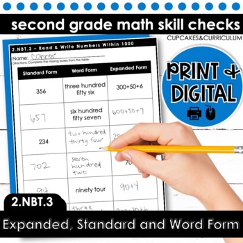 Preview of Expanded Form, Word Form and Standard Form Worksheets Second Grade Math 2.NBT.3
