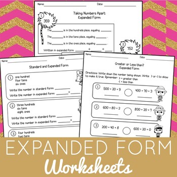 2nd Grade: Expanded Form Worksheets by Dressed In Sheets | TpT