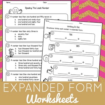 2nd Grade: Expanded Form Worksheets by Dressed in Sheets by Soumara