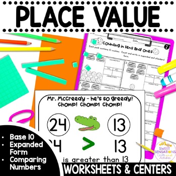 Preview of Expanded Form and Standard Form Place Value Worksheets 2 digit place value