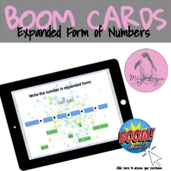 Preview of Expanded Form of Numbers Boom Cards Digital Math Independent Practice