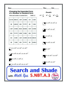 Preview of Expanded Form to Standard Form Coloring Search and Shade