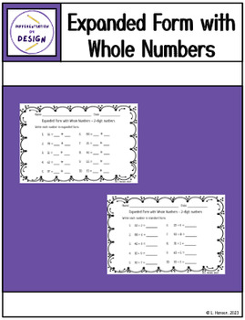 Preview of Expanded Form with Whole Numbers