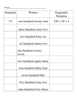 expanded notation matching game and worksheets by marisol