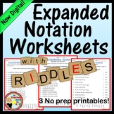 Expanded Notation Worksheets w/ Riddles Expanded Decimals 