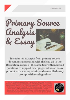 Preview of Expanded Revolution Primary Source Analysis with Essay