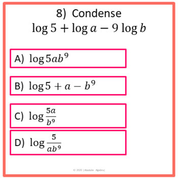 condense logarithms expre calculator