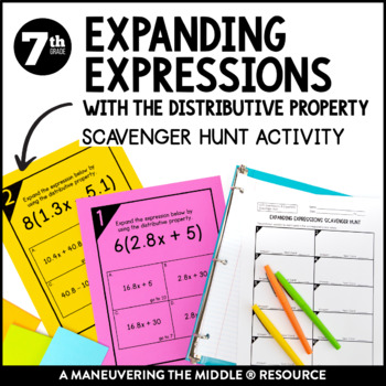 Preview of Distributive Property Activity | Expanding Expressions Scavenger Hunt