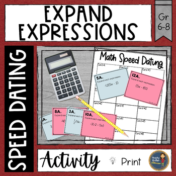 Preview of Expanding Linear Expressions Math Speed Dating - Activity with Task Cards