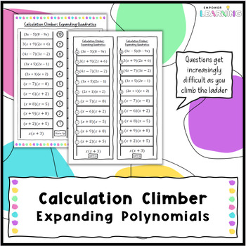 Preview of Expanding Polynomials/Double Brackets Ladder Calculation Climber Worksheet