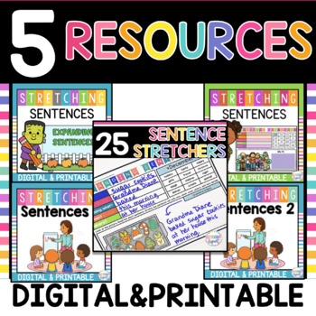 Preview of Expanding Sentences Bundle Digital and Worksheets W.4, W.5, W.6