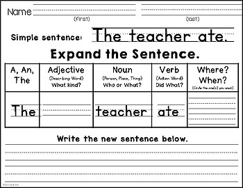 expanding sentences grade 1 by kims creations tpt