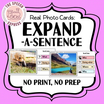 Preview of Expanding Sentences Task Cards for Speech and Language Teletherapy