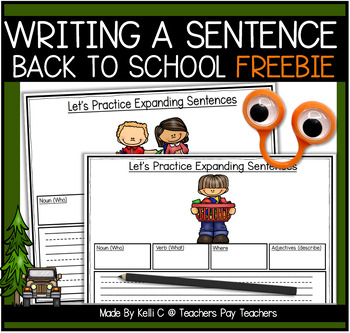 Preview of Sentence Writing Activities With School Related Picture Prompts FREEBIE