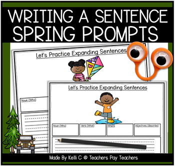 Preview of Sentence Writing Activities With Spring Related Picture Prompts