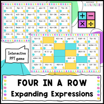 Preview of Expanding Single Expressions, Algebra Four in a Row Game