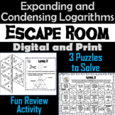 Expanding and Condensing Logarithms Activity: Algebra Esca