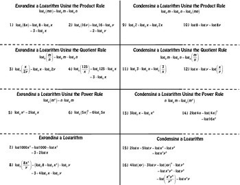 challenging expand and condense logarithms worksheet