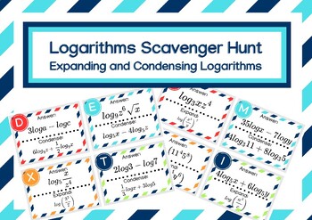 Preview of Expanding and Condensing Logarithms Scavenger Hunt